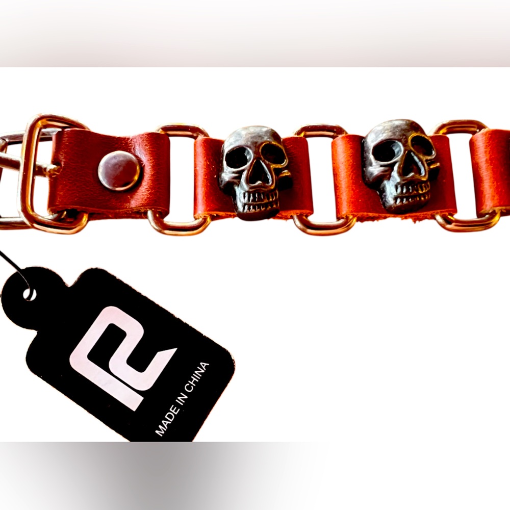 Skull Accent Leather Bracelet